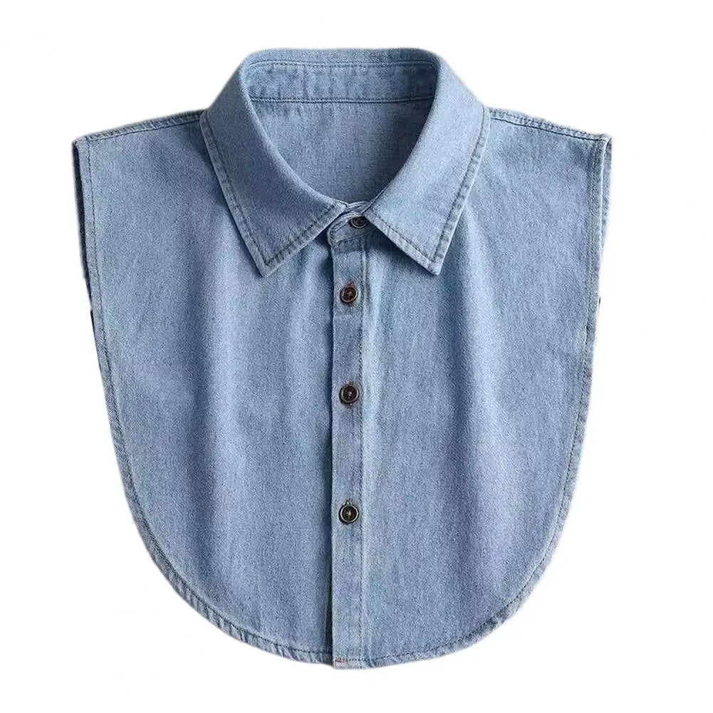 Denim Fake Collar Shirt, Women's Detachable Half Blouse, Removable Collar Accessory.