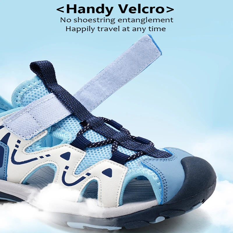 Kids' Summer Beach Sandals – Closed Toe, Anti-Bump, Breathable Soft Sole Shoes