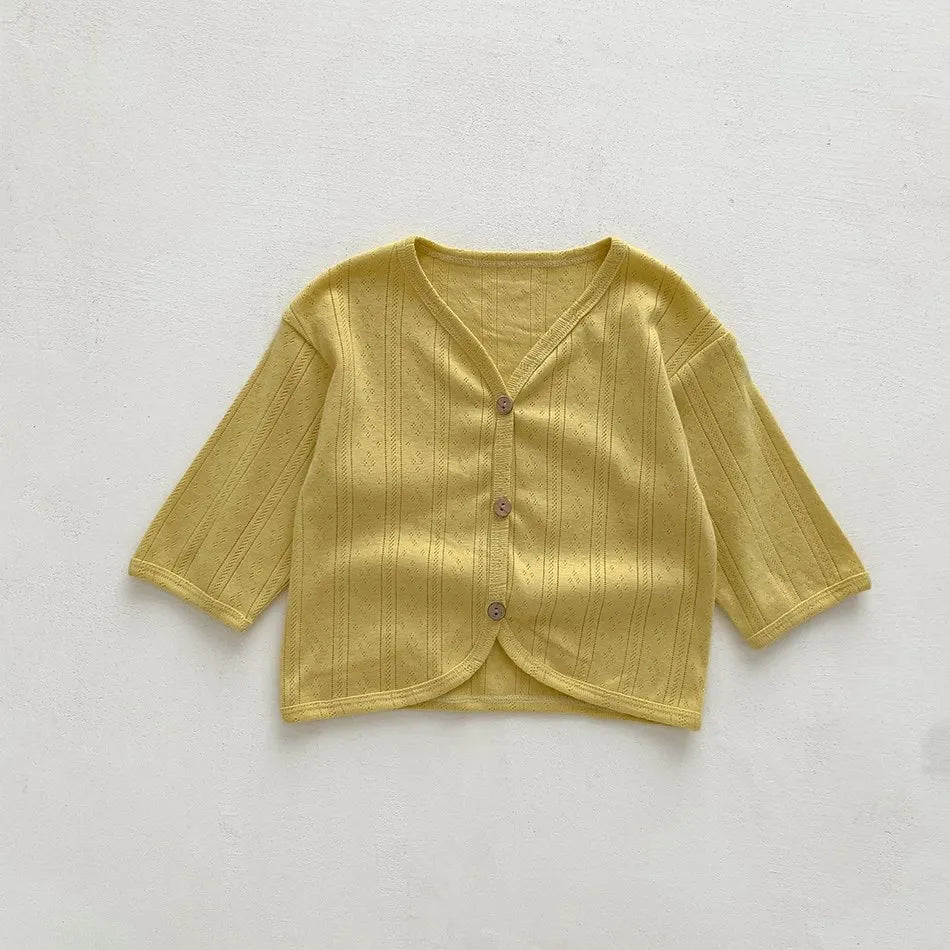 Korean Cardigan Toddler Coat: Solid Color Button-Down Outerwear for Boys & Girls