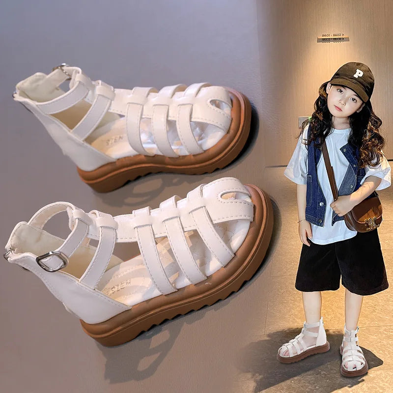 Girls Summer Sandals – Fashionable High-Top, Thick Bottom Roman Beach Shoes