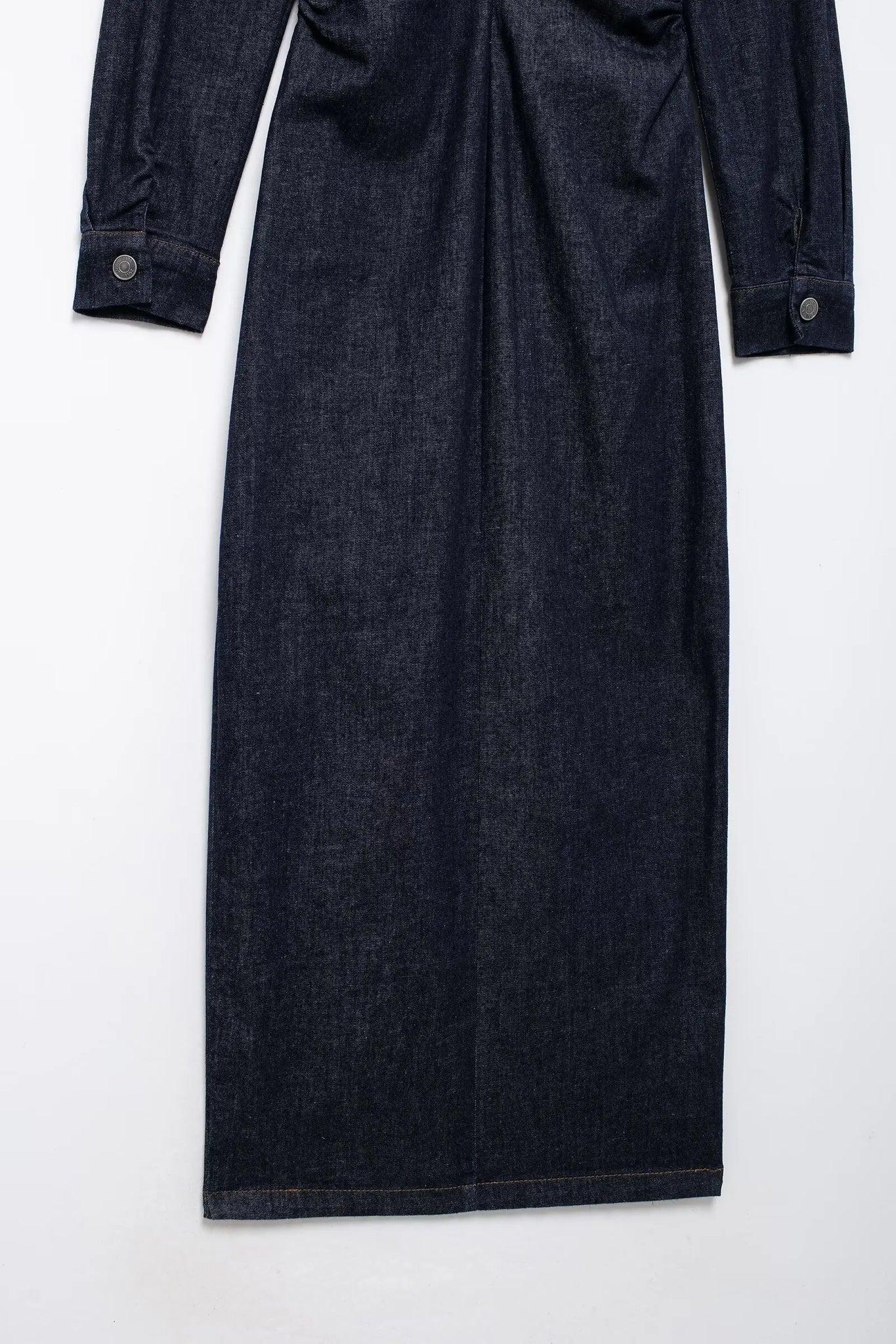Autumn Women's Pleated Long Denim Dress, Long Sleeve, Slim Fit.