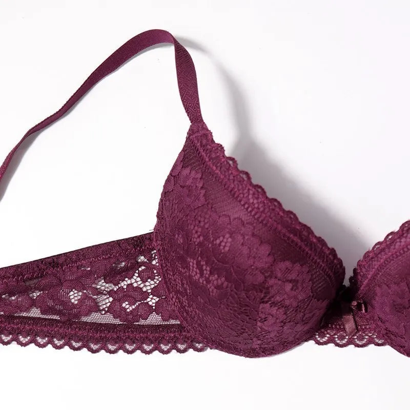 Beauwear 3/4 Cup Plunge Bra – Sexy Lace, Thin Molded Cup, Unlined Underwire (B-C Cup)