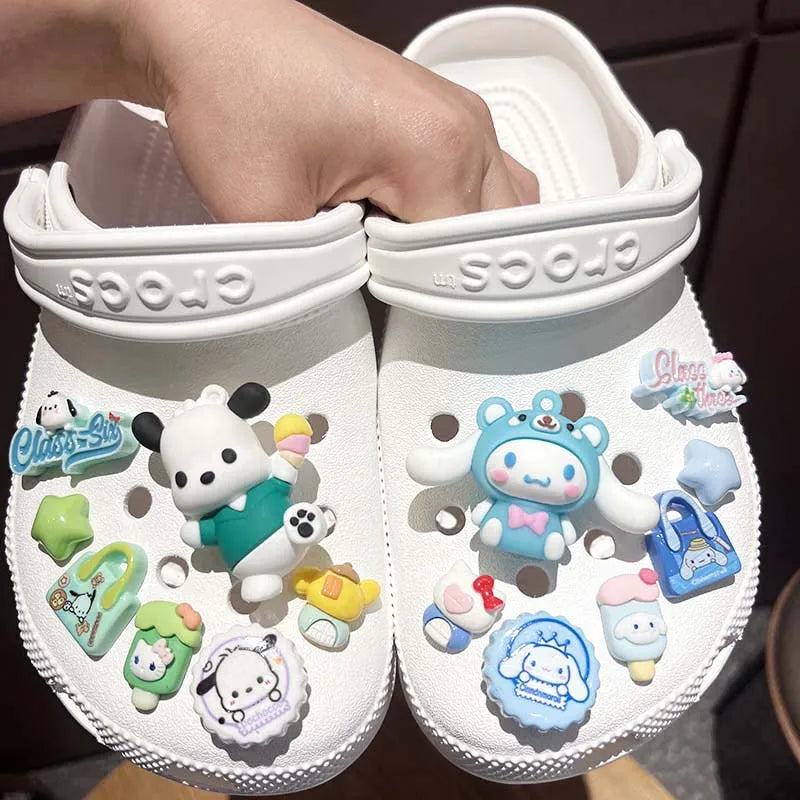 Sanrio LED Shoe Charms Set – Kuromi, Cinnamoroll, Pochacco, and More, Kawaii DIY Gift