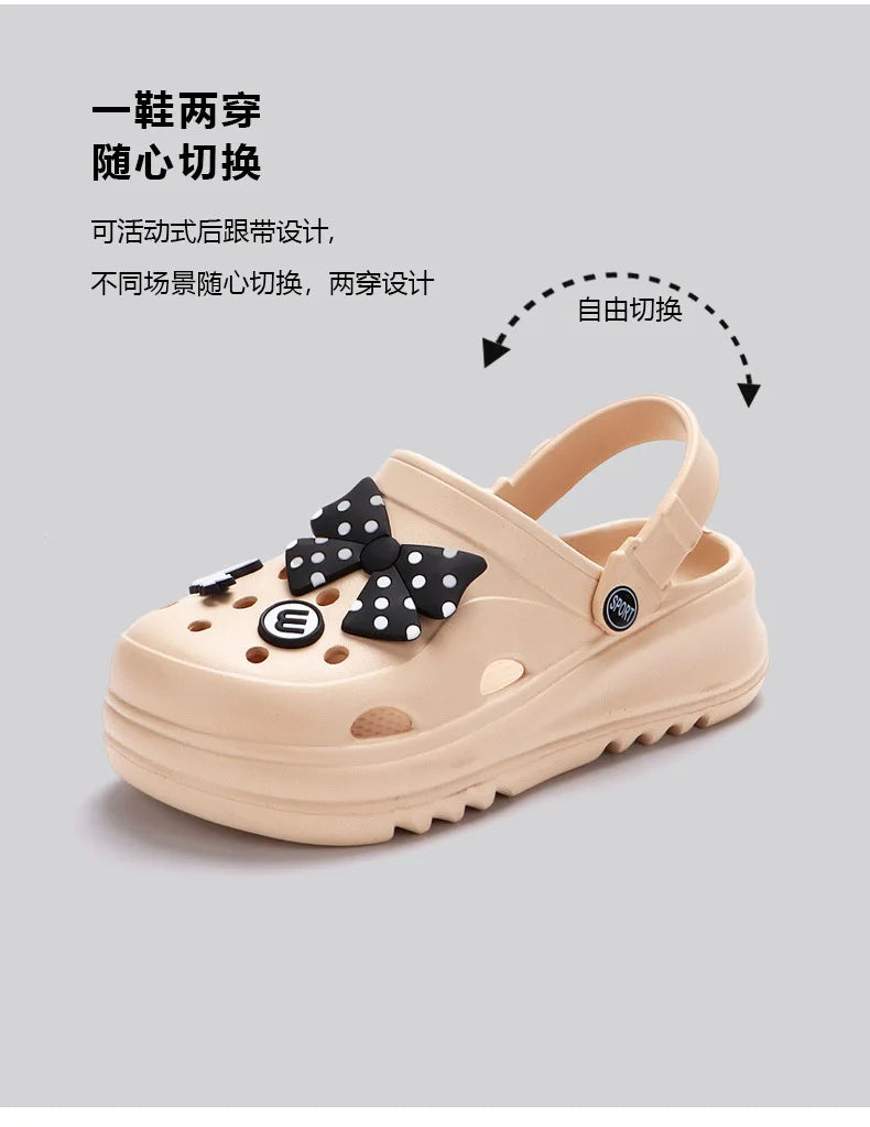 Women's Clogs – New Fashion Slippers with Cute DIY Bows, Outdoor Beach Slides for Girls