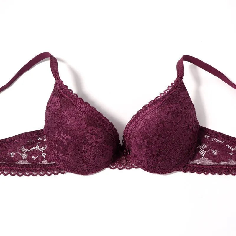 Beauwear 3/4 Cup Plunge Bra – Sexy Lace, Thin Molded Cup, Unlined Underwire (B-C Cup)