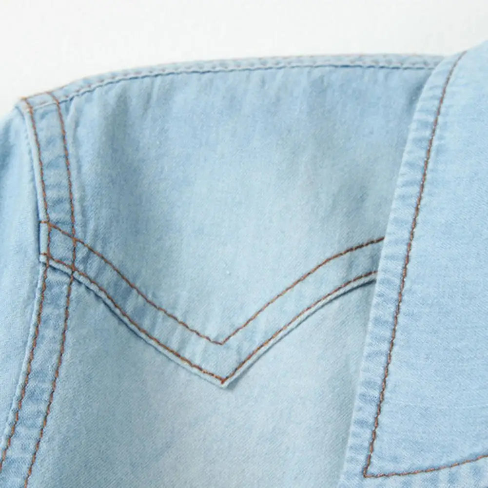 Tie Knot Denim Jacket, Cropped Length, Single-Breasted, Lace-Up Blue Jeans Cardigan.