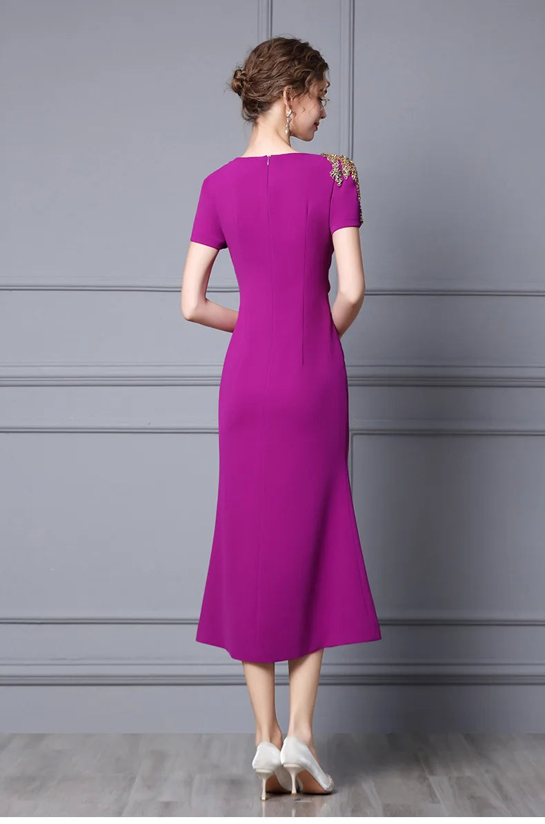 Summer Purple Fish Tail Long Dress – Elegant, Close-Waist Evening Gown