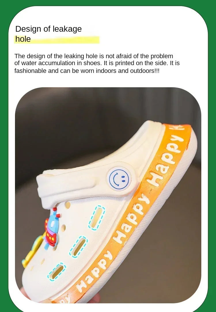 Kids' Cartoon DIY Sandals – Anti-Skid Beach Shoes for Boys & Girls