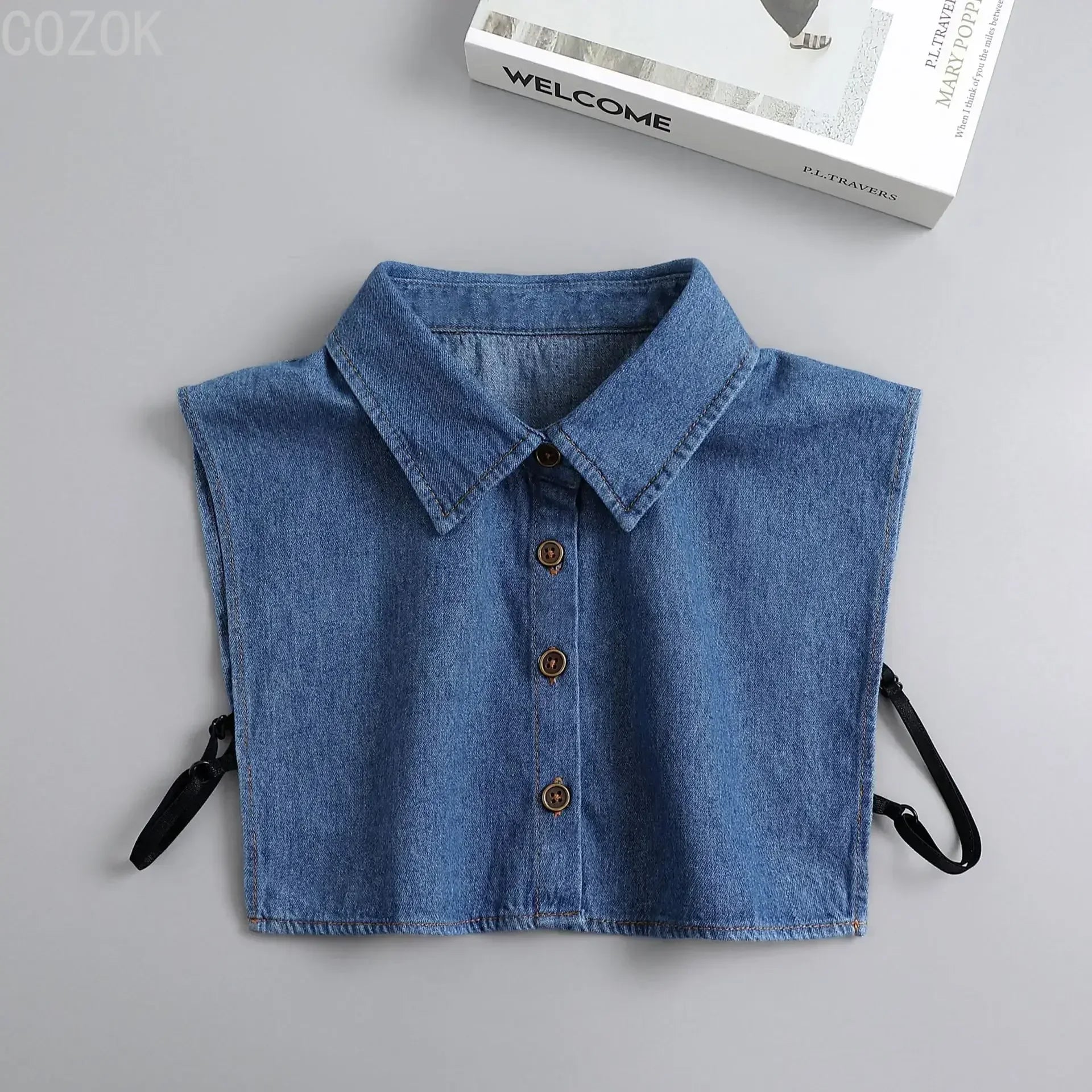 Vintage Detachable Denim Shirt Collar – Women's Faux Lapel Accessory