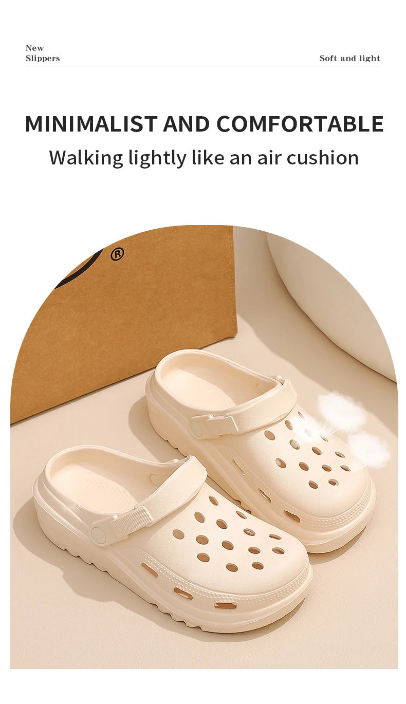 Women’s Thick-Soled Perforated Sandals – Height-Boosting Hiking & Beach Shoes