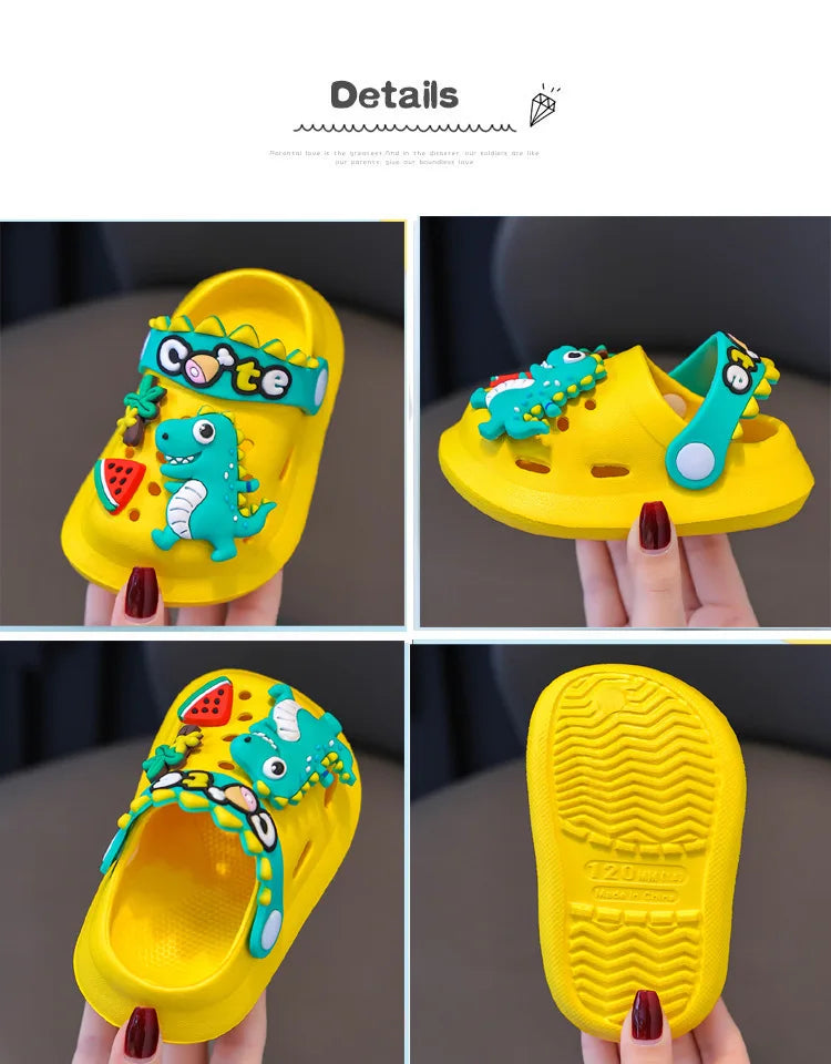 Kids' Summer Slippers – Dinosaur DIY Sandals, Soft Anti-Skid Beach Shoes