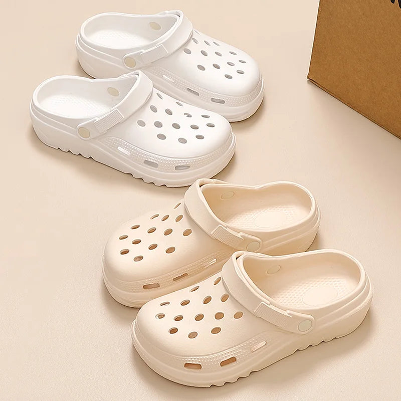 Women’s Thick-Soled Perforated Sandals – Height-Boosting Hiking & Beach Shoes