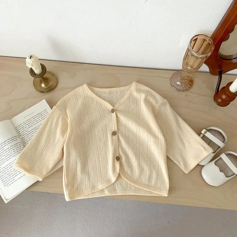 Korean Cardigan Toddler Coat: Solid Color Button-Down Outerwear for Boys & Girls
