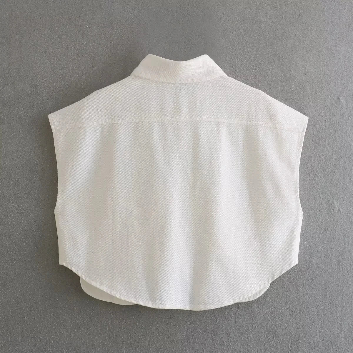 XNWMNZ 2024 Women's Cropped Denim Shirt, Sleeveless, Button-up.
