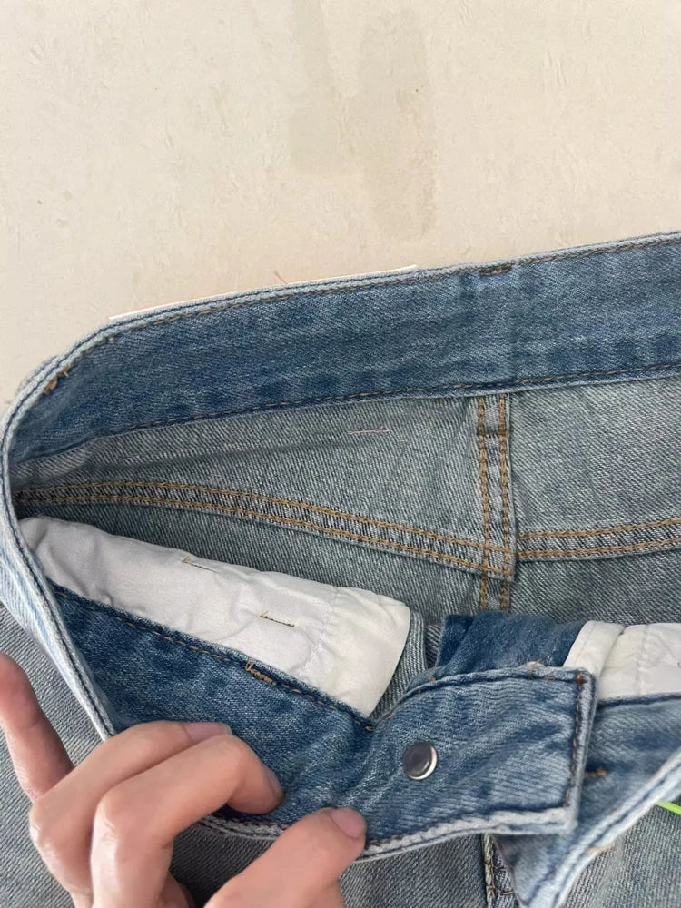 Women’s Wide-Leg Baggy Jeans – Vintage Y2K, Low-Rise, Punk Streetwear Denim.