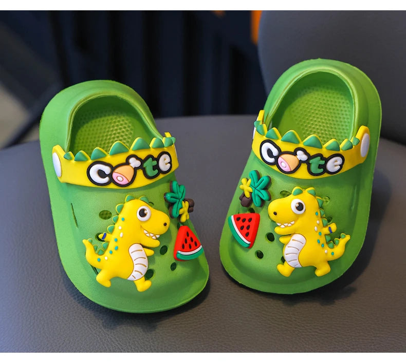 Kids' Summer Slippers – Dinosaur DIY Sandals, Soft Anti-Skid Beach Shoes