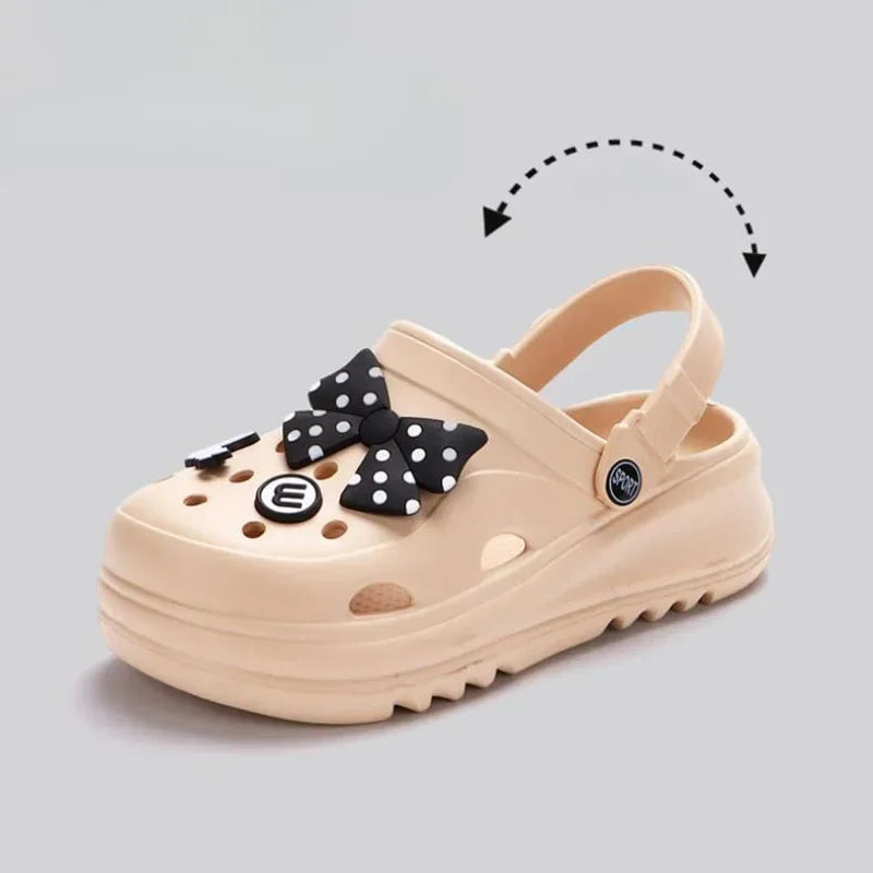 Women's Clogs – New Fashion Slippers with Cute DIY Bows, Outdoor Beach Slides for Girls