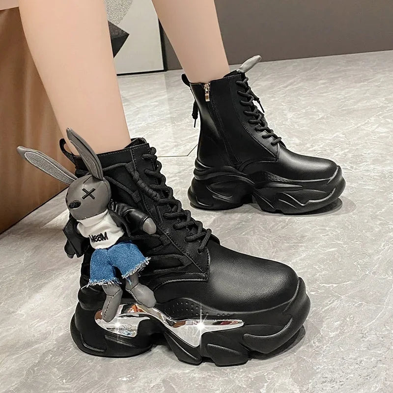 Women's Thick-Soled Wedge Heel Lace-Up Boots – Fashion Winter Vulcanized Shoes