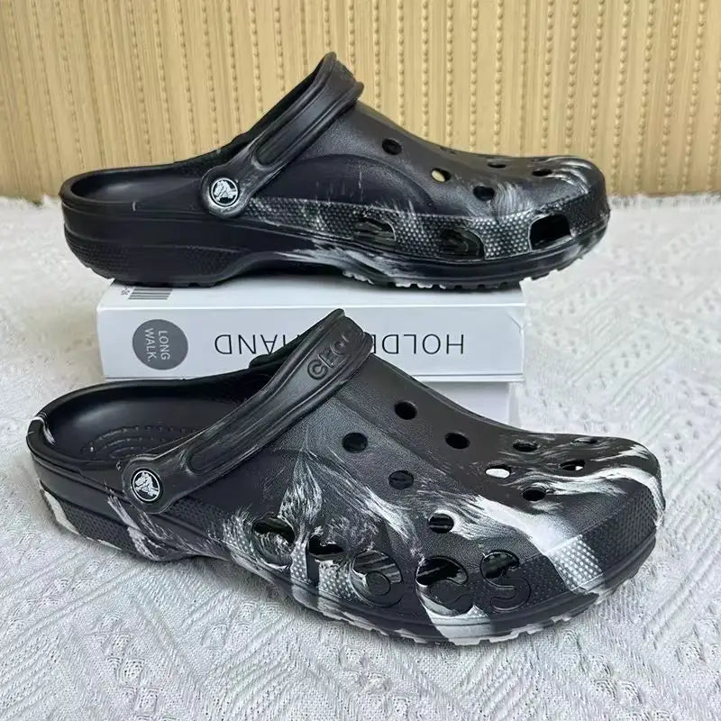 Summer Couple Clogs – Ink Gradient Waterproof Sandals, Soft Sole Beach Shoes