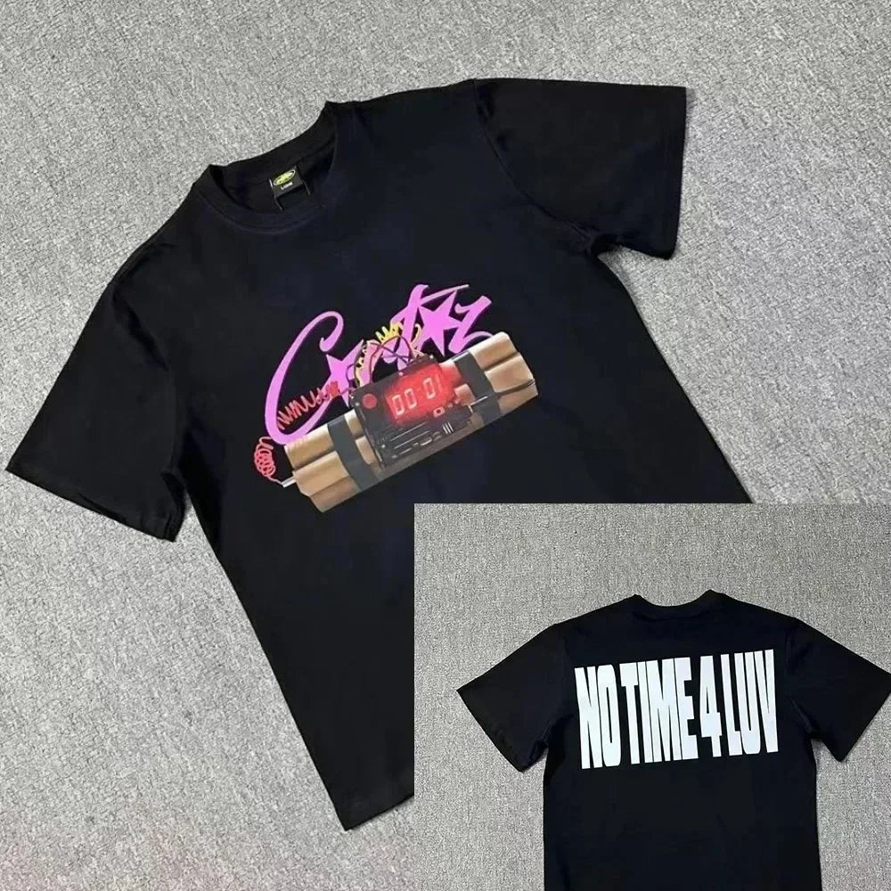 Women’s American T-Shirt – Pure Cotton, Oversized Hip Hop Print, Luxury Brand