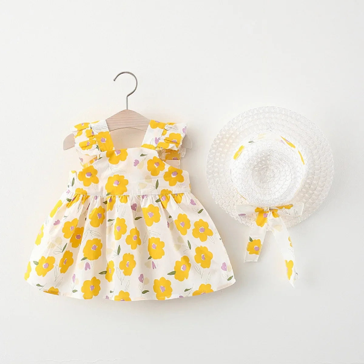 Baby Girl Summer Dress: Floral Beach Dress with Hat