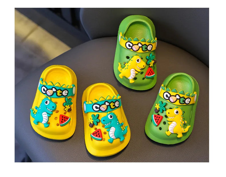 Kids' Summer Slippers – Dinosaur DIY Sandals, Soft Anti-Skid Beach Shoes