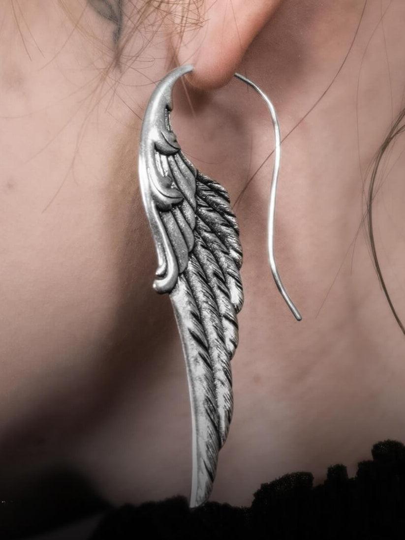 Ladies Vintage Golden Silver Angle Wings Pandent Earrings