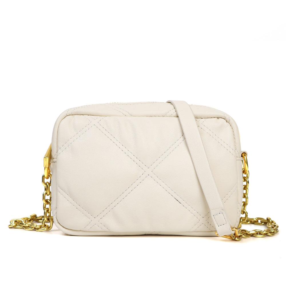 Ladies Square Leather Chain Crossbody Bag