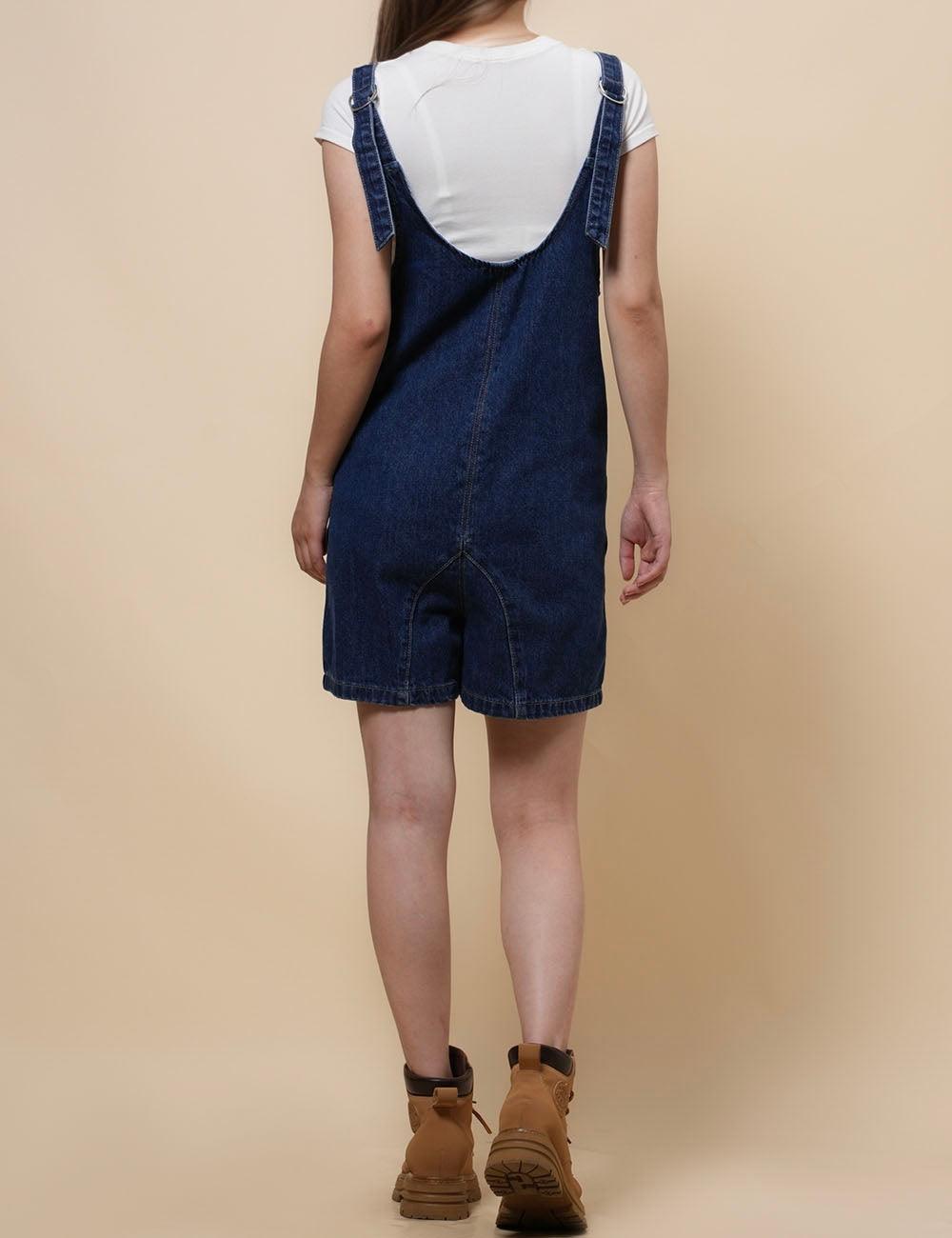 Denim Adjustable Shoulder High Roller Romper