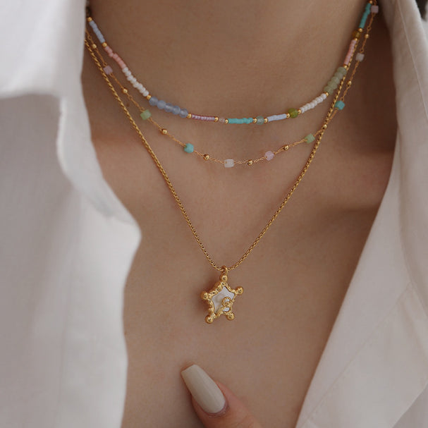 Pearl Shell Star Colorful Beaded Necklaces