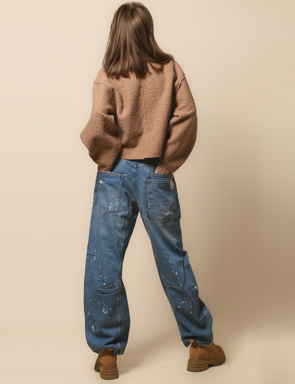 Simple Fleece Half High Collar Loose Top