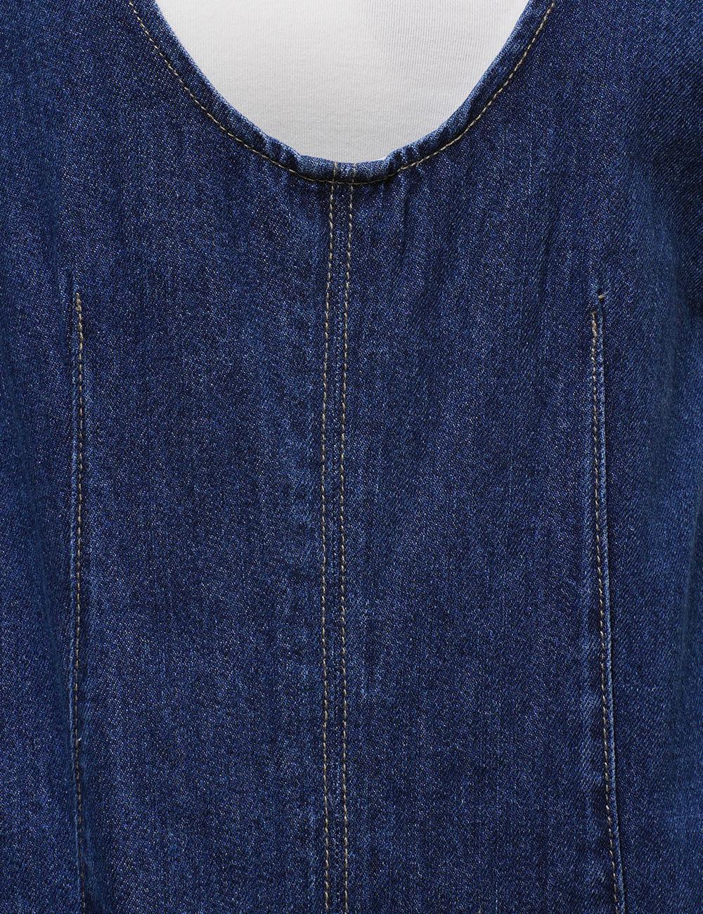 Denim Adjustable Shoulder High Roller Romper