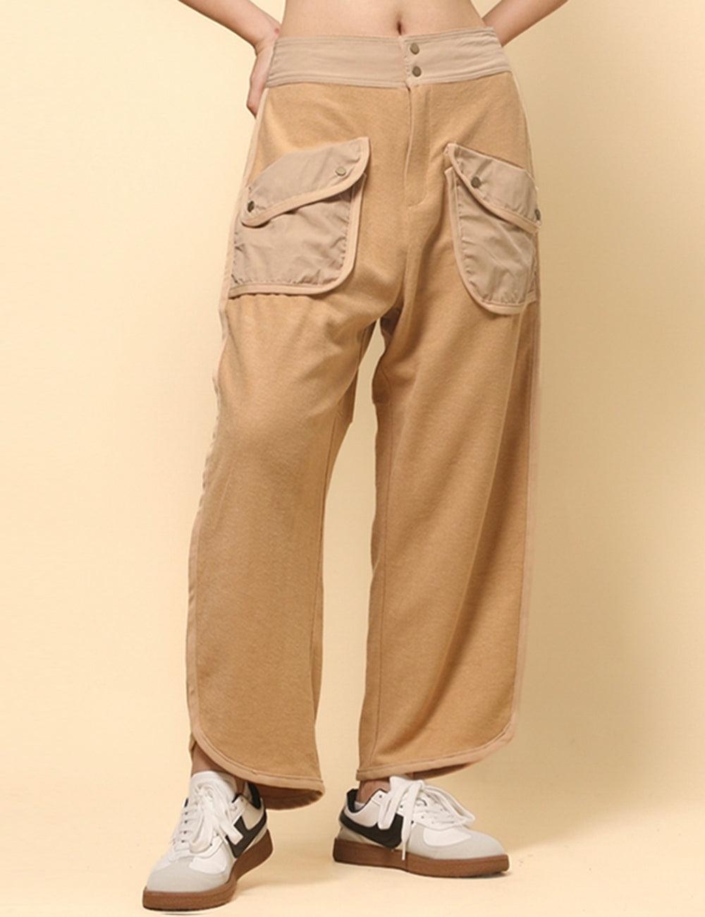 Ladies Solid Color Casual Pockets Pants