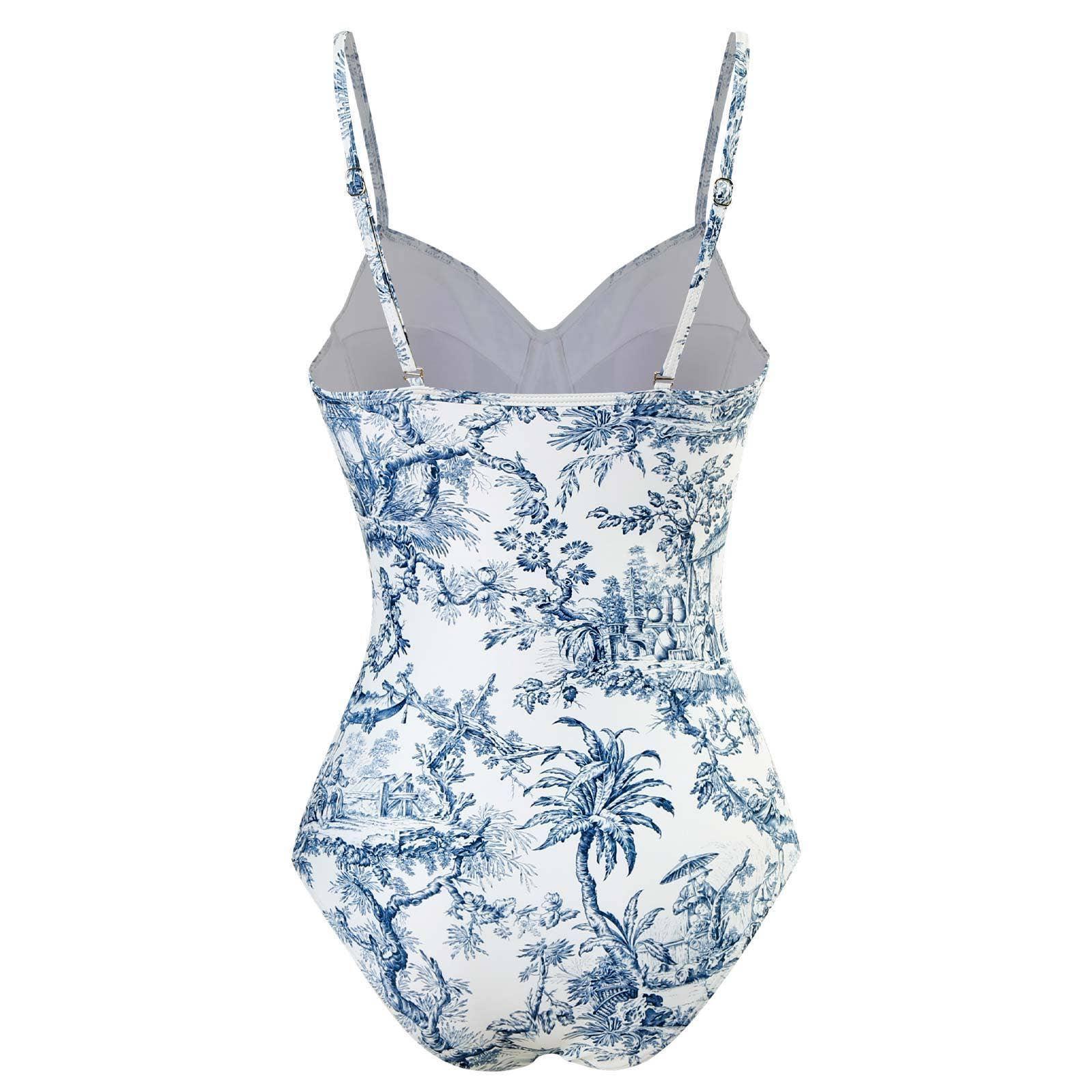 Open Back One Piece Swimsuit with Cover Up Y80 - SWEETKAMA