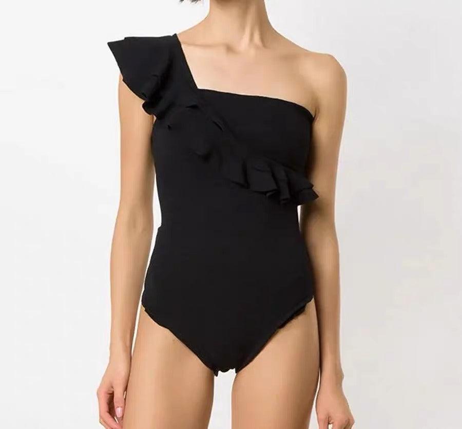 Ruffles Shoulder Straps One Piece Swimwear with Cover Y191 - SWEETKAMA