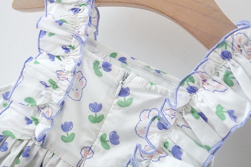 Baby Girl Romper: Summer Rabbit Print Cotton Bodysuit with Hairband