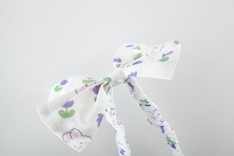Baby Girl Romper: Summer Rabbit Print Cotton Bodysuit with Hairband