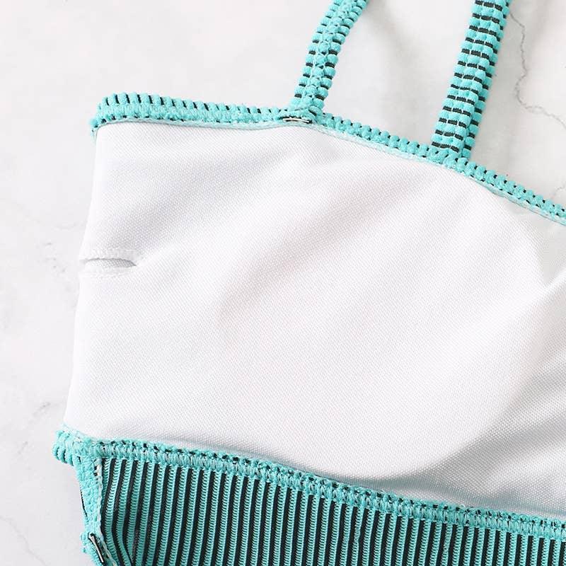 Wrinkle Solid Color Waist Cut Out One Piece Swimwear Y09 - SWEETKAMA